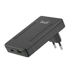 Budi universal wall charger, USB + USB-C, PD 65W + EU|UK|US|AU adapters (black) цена и информация | Зарядные устройства для телефонов | pigu.lt