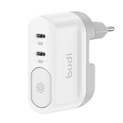 Wall charger with night light, Budi 2xUSB-C 40W цена и информация | Зарядные устройства для телефонов | pigu.lt