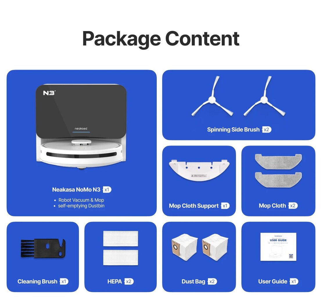 Neakasa Nomo N3 kaina ir informacija | Dulkių siurbliai-robotai | pigu.lt