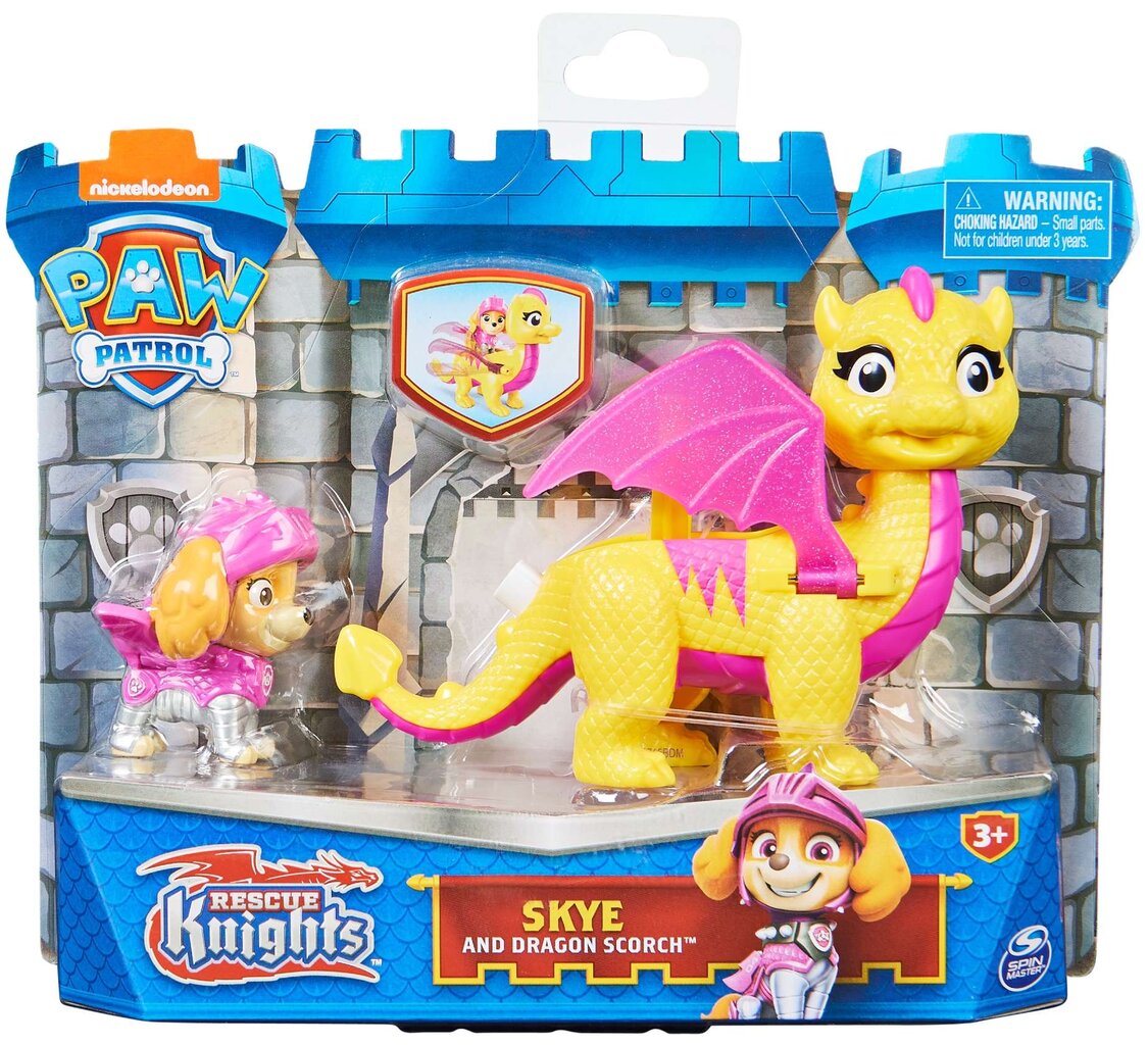 Figūrėlė Skye ir Scorch drakonas Paw Patrol Rescue Knights kaina ir informacija | Žaislai mergaitėms | pigu.lt