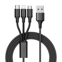 USB-кабель 3 в 1 для iphone/micro usb/type-c 1, 2 м цена и информация | Кабели для телефонов | pigu.lt