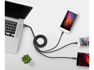 USB-кабель 3 в 1 для iphone/micro usb/type-c 1, 2 м цена и информация | Кабели для телефонов | pigu.lt