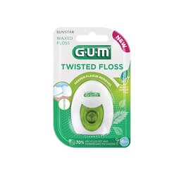 Нить зубная Twisted 30m GUM® (3500) плетеная, двойная, вощеная, со вкусом зеленого чая и мяты цена и информация | Зубные щетки, пасты | pigu.lt