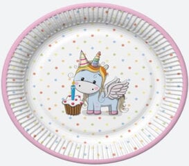 Одноразовые бумажные тарелки Sweet Unicorn, 22,7 см цена и информация | Праздничная одноразовая посуда | pigu.lt