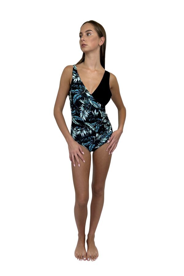 Vientisas maudymosi kostiumėlis moterims Tropicana S23-191203B, juodas/žalias kaina ir informacija | Maudymosi kostiumėliai | pigu.lt