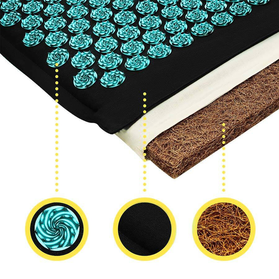 Akupresūrinis kilimėlis 4Fizjo, 68x42cm, juodas kaina ir informacija | Masažo reikmenys | pigu.lt