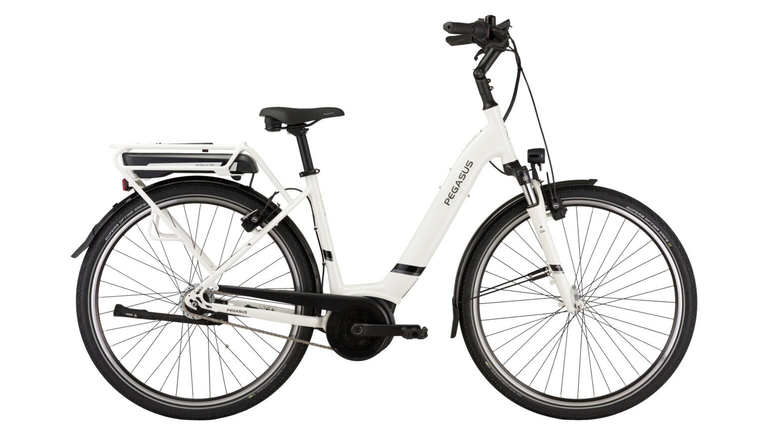 Elektrinis dviratis Pegasus Solero E8F Lite, 28'', 400Wh, baltas kaina ir informacija | Elektriniai dviračiai | pigu.lt