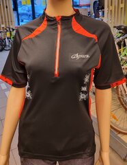 Dviratininkų marškinėliai moterims Apura, 38 dydis, juodi/raudoni цена и информация | Одежда для велосипедистов | pigu.lt
