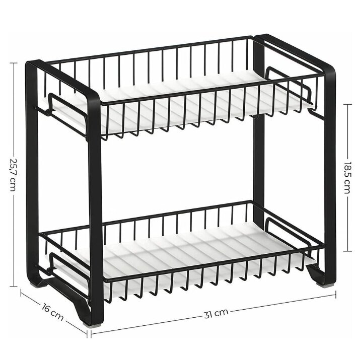 Prieskonių stovas Vasagle 31 x 16 x 25.7 cm, juodas kaina ir informacija | Virtuvės baldų priedai | pigu.lt