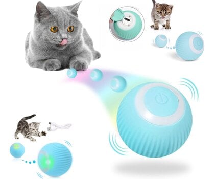 Interaktyvus kamuoliukas katėms Smart Cat Ball, mėlynas kaina ir informacija | Žaislai katėms | pigu.lt