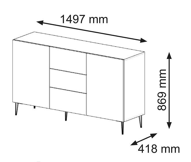 Komoda AKL Furniture Ravenna, balta цена и информация | Komodos | pigu.lt