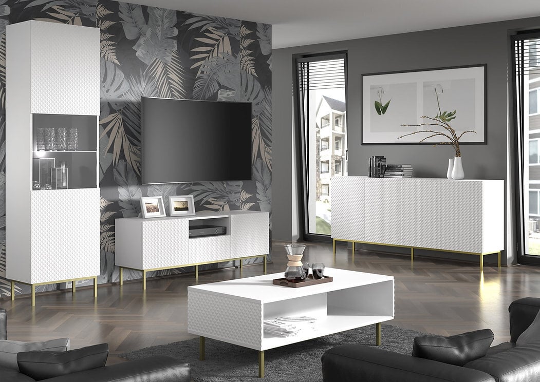 TV spintelė Akl Furniture Ravenna, balta kaina ir informacija | TV staliukai | pigu.lt