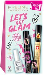 Kosmetikos rinkinys Eveline Cosmetics Lets Get Glam moterims: tušas + nagų kondicionierius + blakstienų kondicionierius kaina ir informacija | Akių šešėliai, pieštukai, blakstienų tušai, serumai | pigu.lt
