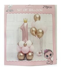 Набор воздушных шаров Первый день рождения, 29 шт., розовый цена и информация | Шарики | pigu.lt