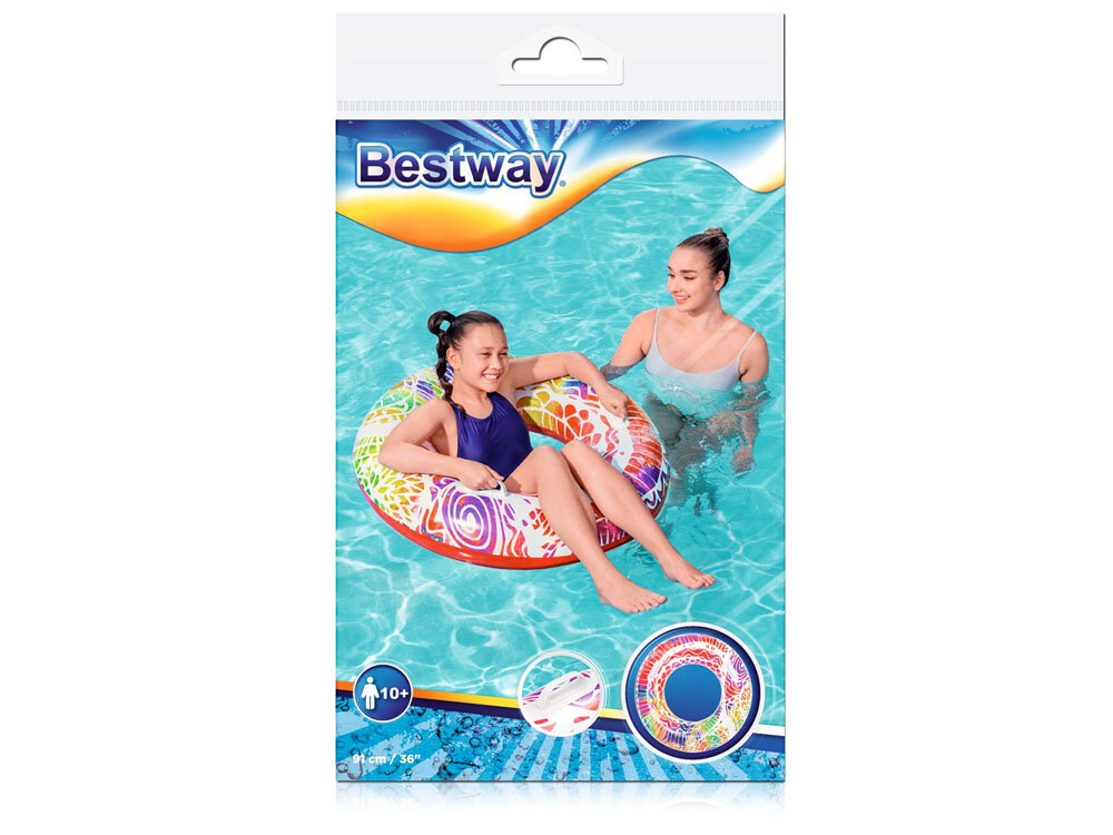 Pripučiamas ratas Bestway Summer Swirl, 91cm, raudonas kaina ir informacija | Pripučiamos ir paplūdimio prekės | pigu.lt