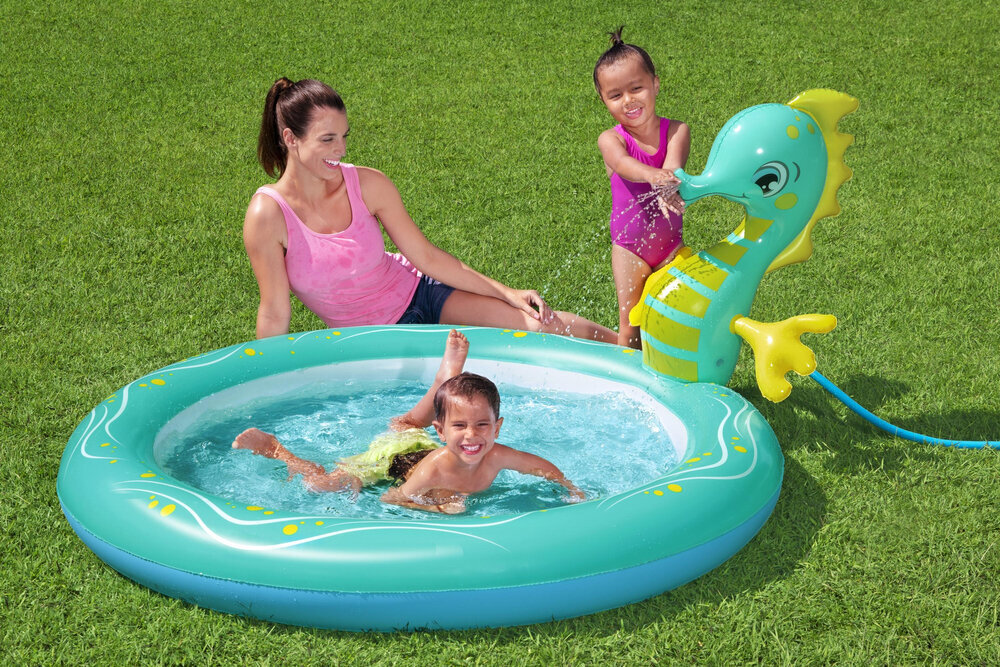 Pripučiamas baseinas vaikams Bestway Seahorse Sprinkler, 188 x 160 x 86 cm, be filtro kaina ir informacija | Baseinai | pigu.lt