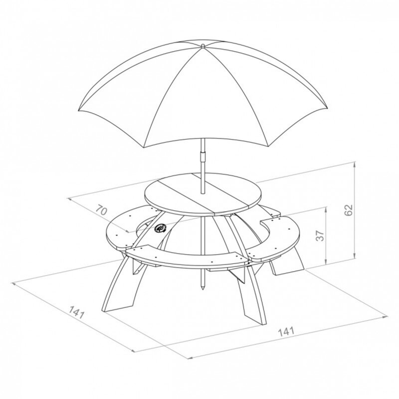 AXI medinis daugiafunkcinis pikniko stalas kaina ir informacija | Lauko baldų komplektai | pigu.lt