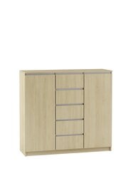 Комод ADRK Furniture Bente, 122x40x111,5 см, коричневый/белый цвет цена и информация | Комоды | pigu.lt