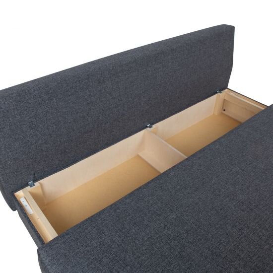 Sofa su patalynės dėže Vella, tamsiai pilka kaina ir informacija | Sofos | pigu.lt