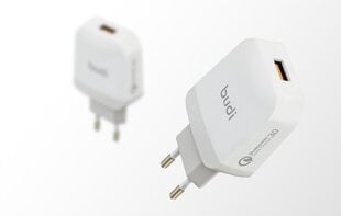 Зарядное устройство 1xUSB-A Budi 18 Вт (белое) цена и информация | Зарядные устройства для телефонов | pigu.lt