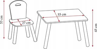 Vaikiškas stalas su 2 kėdėmis MPMAX, baltas kaina ir informacija | Vaikiškos kėdutės ir staliukai | pigu.lt