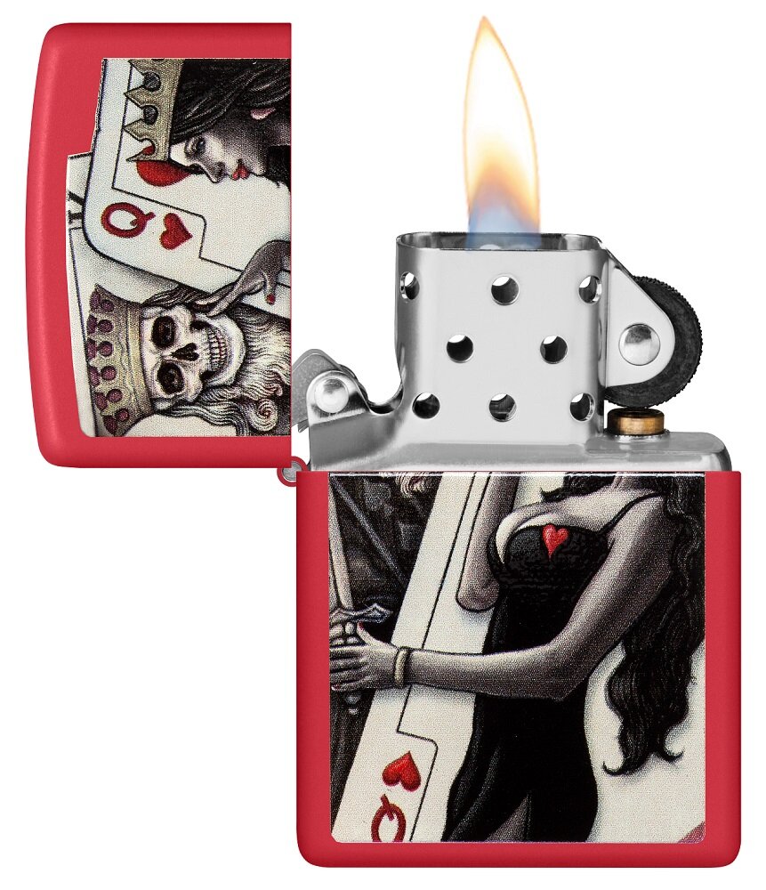 Žiebtuvėlis Zippo 48624 Skull King Queen Beauty, raudonas цена и информация | Žiebtuvėliai ir priedai | pigu.lt