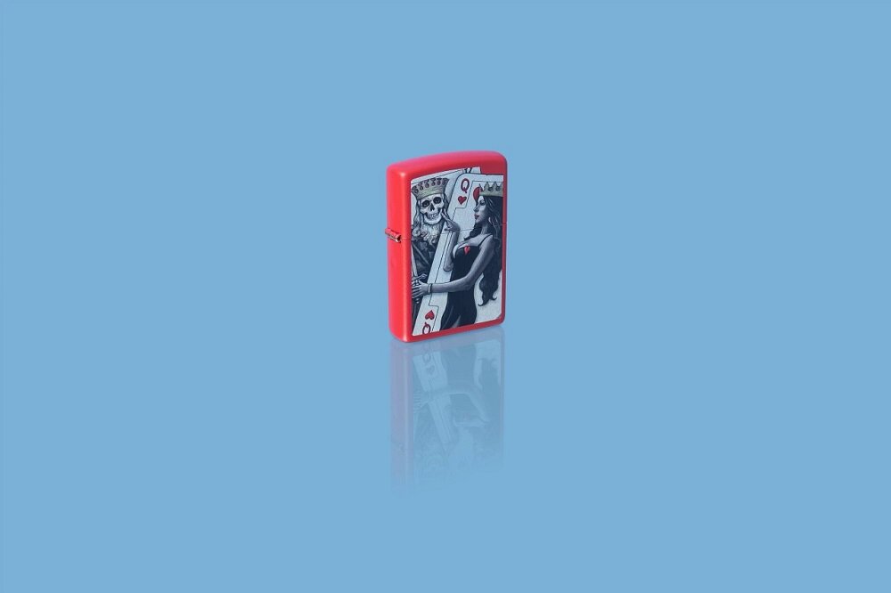 Žiebtuvėlis Zippo 48624 Skull King Queen Beauty, raudonas kaina ir informacija | Žiebtuvėliai ir priedai | pigu.lt