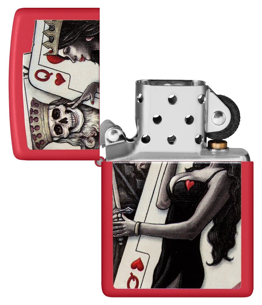 Žiebtuvėlis Zippo 48624 Skull King Queen Beauty, raudonas kaina ir informacija | Žiebtuvėliai ir priedai | pigu.lt