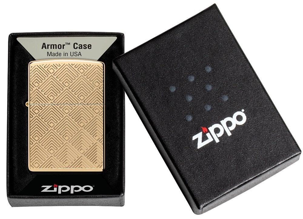 Žiebtuvėlis Zippo 48570 Armor Pattern Design, auksinis kaina ir informacija | Žiebtuvėliai ir priedai | pigu.lt