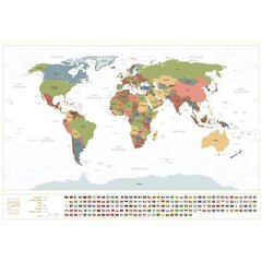 Nutrinamas pasaulio žemėlapis, baltas kaina ir informacija | Žemėlapiai | pigu.lt
