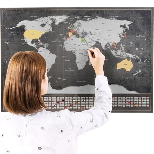 Nutrinamas pasaulio žemėlapis, sidabrinis цена и информация | Žemėlapiai | pigu.lt