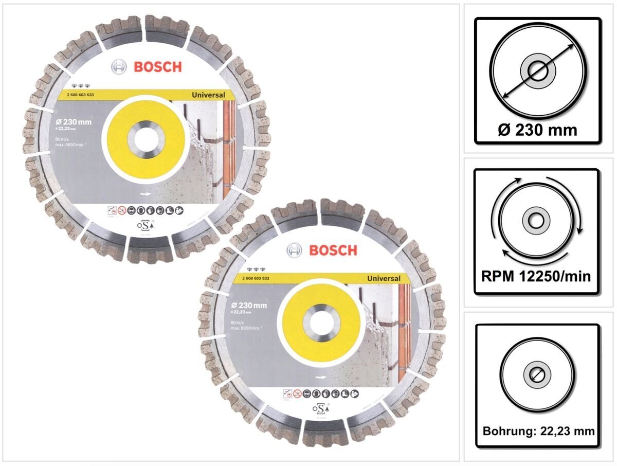 Deimantinių pjovimo diskų rinkinys Bosch Best for Universal 230 x 22,23 mm цена и информация | Mechaniniai įrankiai | pigu.lt