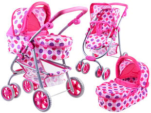 Daugiafunkcinis lėlių vežimėlis, rožinis kaina ir informacija | Žaislai mergaitėms | pigu.lt