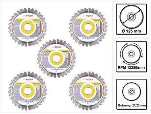 Deimantinių pjovimo diskų rinkinys Bosch Best for Universal 125 x 22,23 mm kaina ir informacija | Mechaniniai įrankiai | pigu.lt