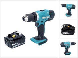 Аккумуляторная дрель Makita DDF 453 M1, 18 В, с аккумулятором и без зарядного устройства цена и информация | Шуруповерты, дрели | pigu.lt