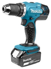 Аккумуляторная дрель Makita DDF 453 RM1, 18 В, с аккумулятором и зарядным устройством цена и информация | Шуруповерты, дрели | pigu.lt