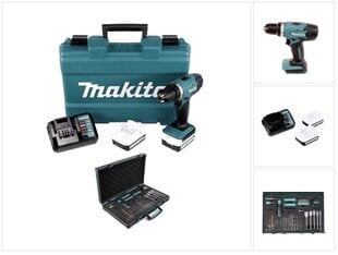 Akumuliatorinis gręžtuvas Makita DF 347 DWE, 14,4 V, su akumuliatoriumi ir įkrovikliu kaina ir informacija | Suktuvai, gręžtuvai | pigu.lt