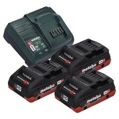 Аккумуляторный блок Metabo LiHD, 3x18 В, 4,0 Ач, с зарядным устройством цена и информация | Шуруповерты, дрели | pigu.lt