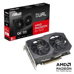 Asus Dual Radeon RX 7600 V2 OC Edition (DUAL-RX7600-O8G-V2) kaina ir informacija | Vaizdo plokštės (GPU) | pigu.lt