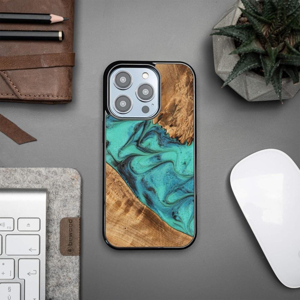 Bewood Unique Turquoise Wood and Resin цена и информация | Telefono dėklai | pigu.lt