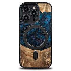 Wood and Resin Case for iPhone 14 Pro MagSafe Bewood Unique Neptune - Navy Blue and Black цена и информация | Чехлы для телефонов | pigu.lt