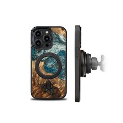 Wood and Resin Case for iPhone 14 Pro MagSafe Bewood Unique Planet Earth - Blue-Green цена и информация | Чехлы для телефонов | pigu.lt