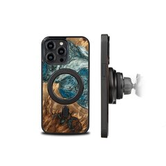 Wood and Resin Case for iPhone 14 Pro Max MagSafe Bewood Unique Planet Earth - Blue Green цена и информация | Чехлы для телефонов | pigu.lt