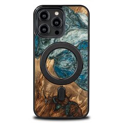 Wood and Resin Case for iPhone 14 Pro Max MagSafe Bewood Unique Planet Earth - Blue Green цена и информация | Чехлы для телефонов | pigu.lt