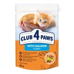 Club 4 Paws mažiems kačiukams su lašiša, 80 g x 24 vnt. цена и информация | Консервы для кошек | pigu.lt