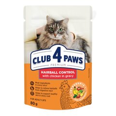 Club 4 Paws Premium suaugusioms katėms palengvinantis plaukų sąvėlų šalinimą, 80 g x 24 vnt. kaina ir informacija | Konservai katėms | pigu.lt