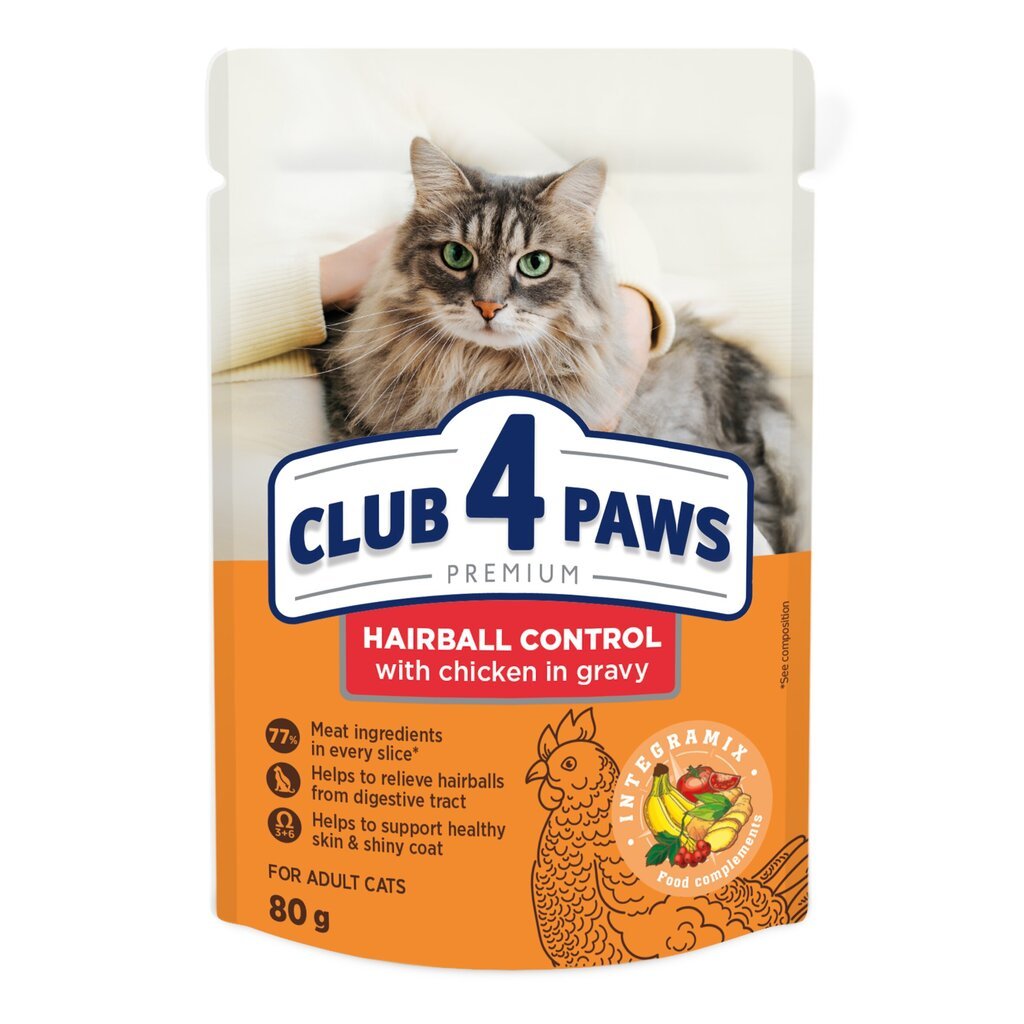 Club 4 Paws Premium suaugusioms katėms palengvinantis plaukų sąvėlų šalinimą, 80 g x 24 vnt. цена и информация | Konservai katėms | pigu.lt