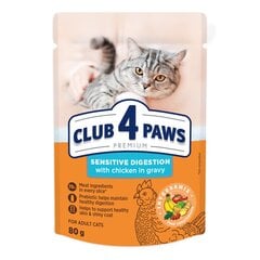 Club 4 Paws Premium suaugusioms katėms jautriam virškinimui, 80 g x 24 vnt. цена и информация | Консервы для кошек | pigu.lt