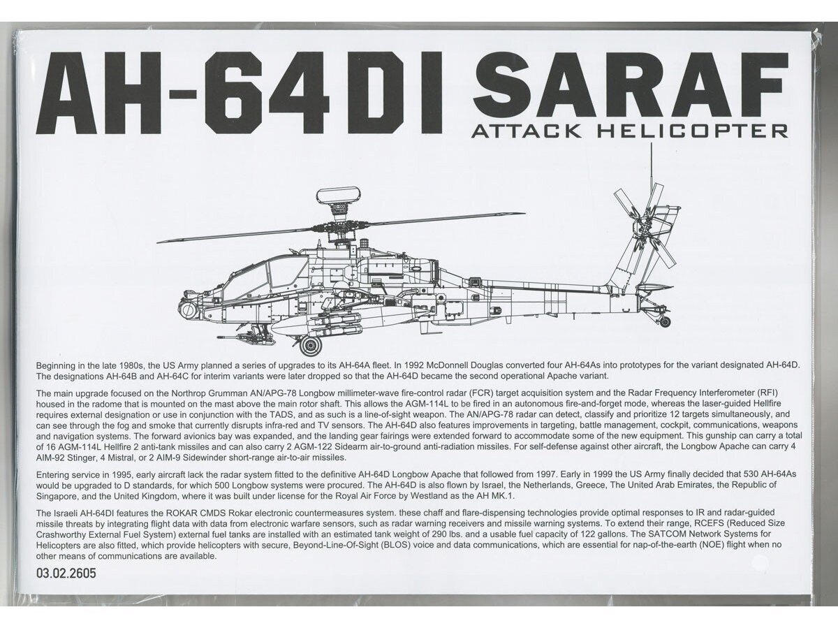 Surenkamas modelis AH-64DI Saraf Attack Helicopter Takom, 2605 kaina ir informacija | Konstruktoriai ir kaladėlės | pigu.lt