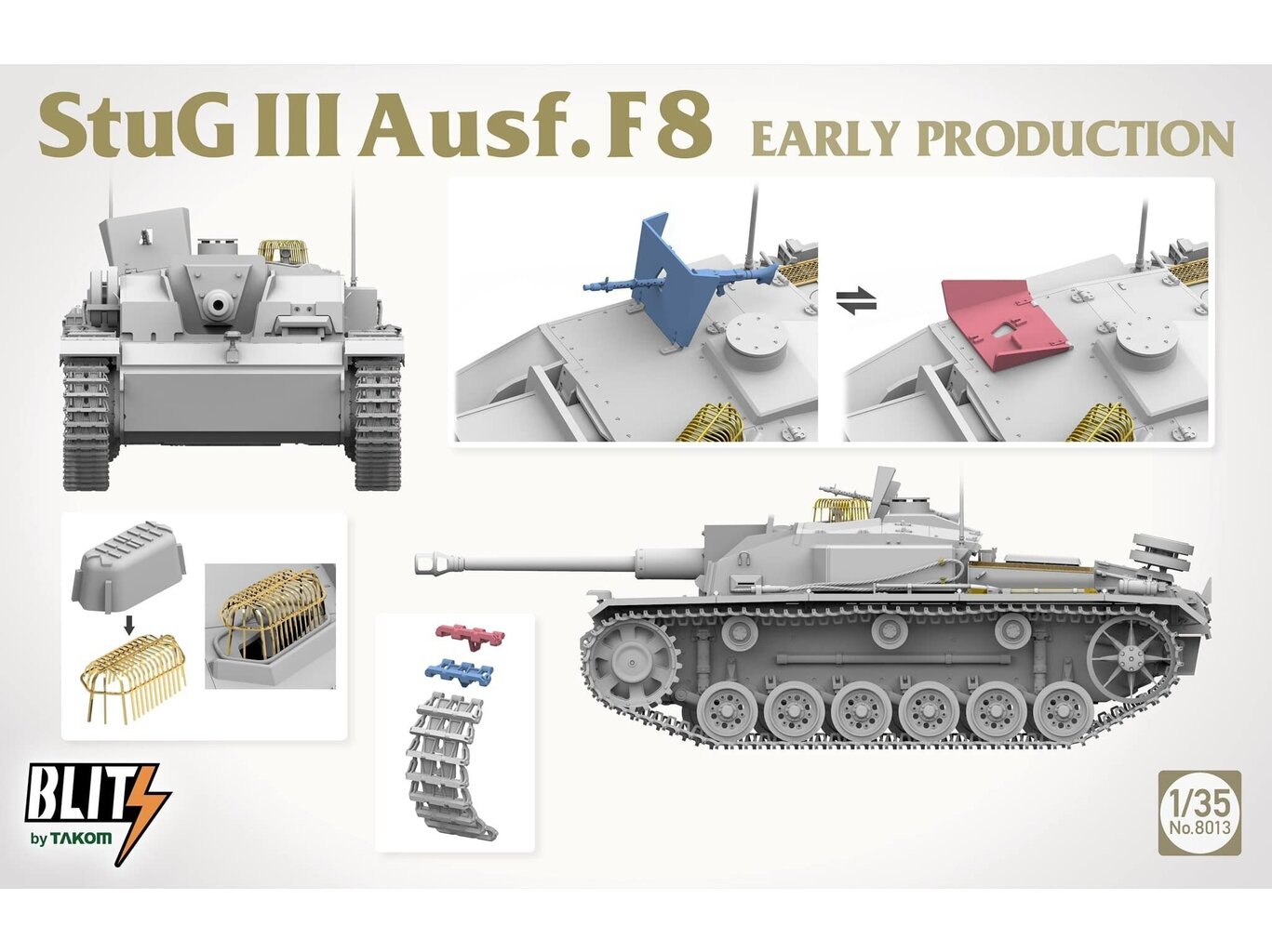 Surenkamas modelis Stug III Ausf.F8 Early Production Takom, 8013 цена и информация | Konstruktoriai ir kaladėlės | pigu.lt